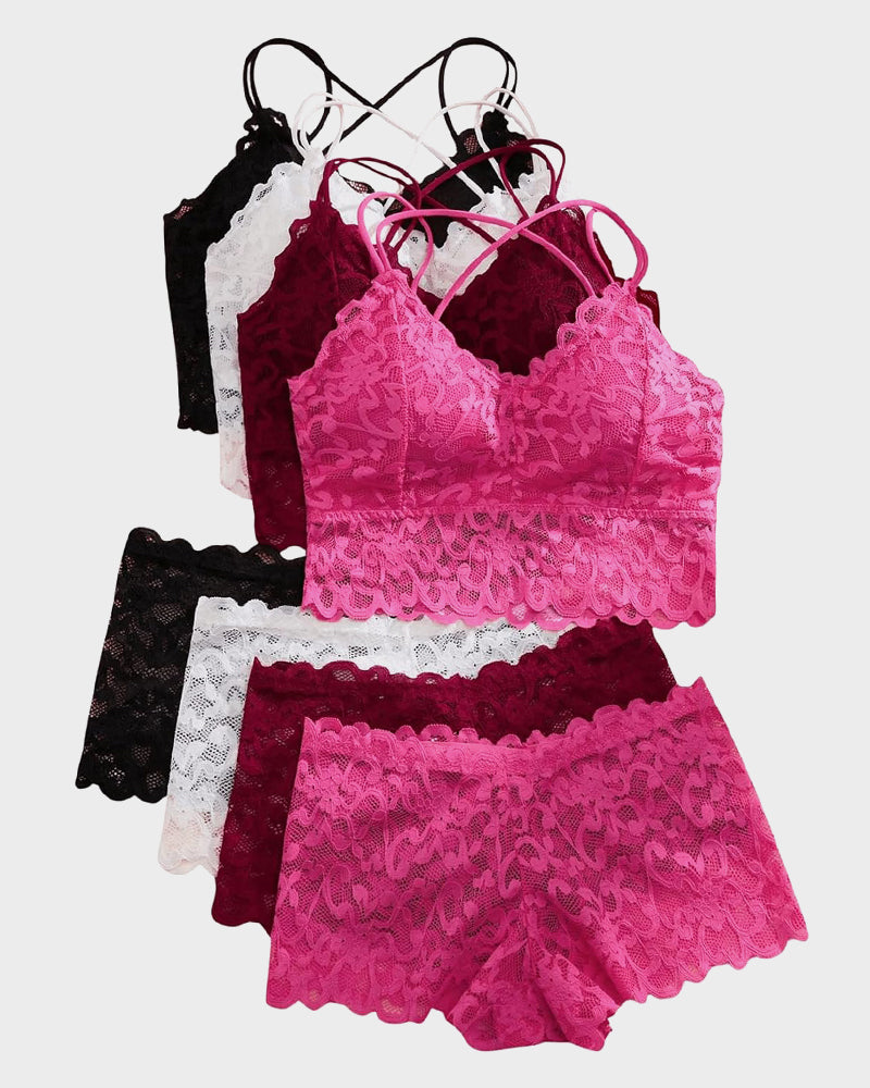 Romantic Lace Bralette & Panty Bundle (4 Sets)