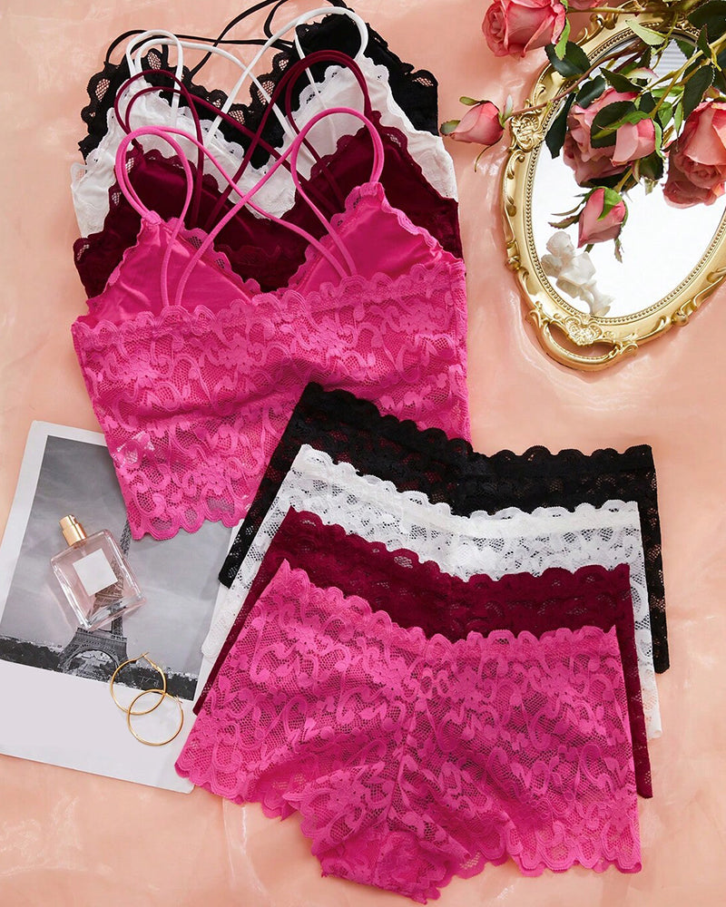 Romantic Lace Bralette & Panty Bundle (4 Sets)