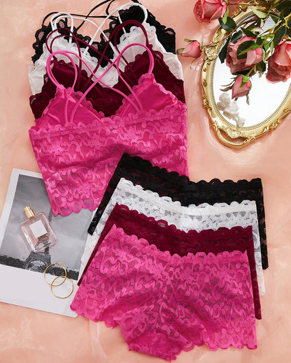 Romantic Lace Bralette & Panty Bundle (4 Sets)