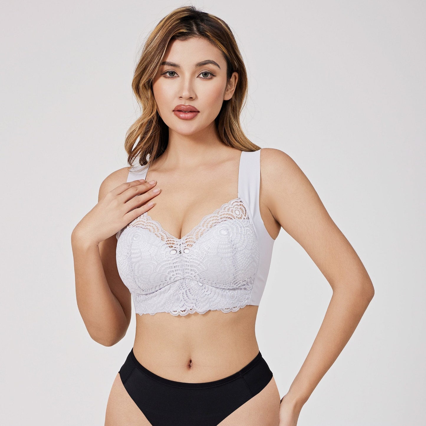 Wire-free plus size bra underwear sexy lace ultra-thin push-up bra