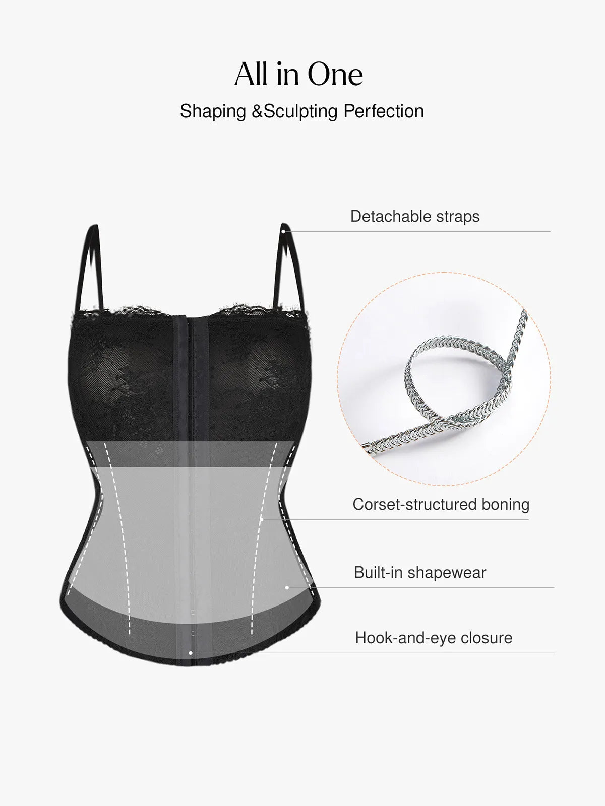 Bracurve X Angela Shapewear Sculpting Leopard Mesh Detachable Strap Corset Top