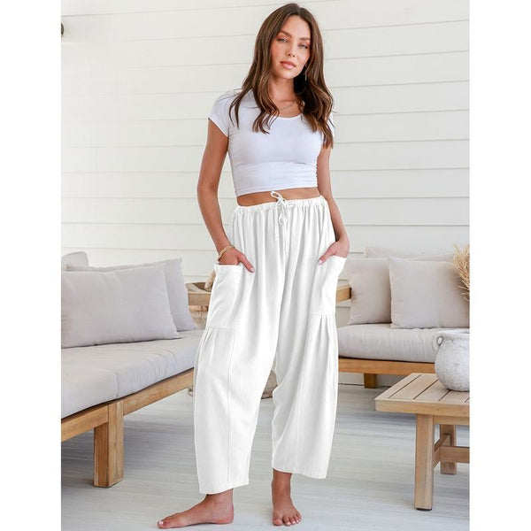 Women's Polyester Wide Leg Pants with Pockets