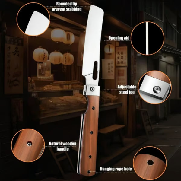 440C Stainless Steel Wood Handle Portable Chef Knife