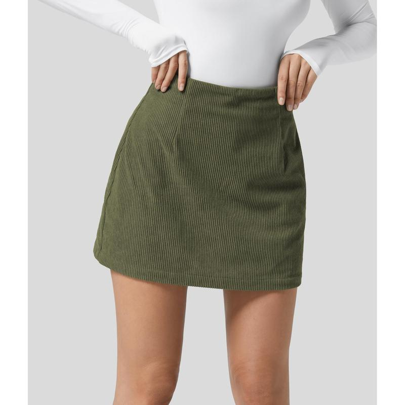 ✨ High-Waisted Corduroy 2-in-1 Mini A-Line Skirt | Invisible Zipper Casual Style