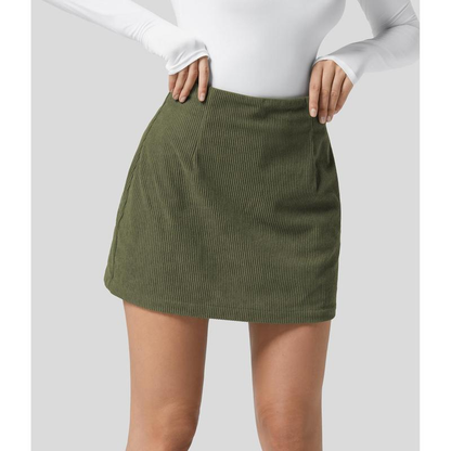 ✨ High-Waisted Corduroy 2-in-1 Mini A-Line Skirt | Invisible Zipper Casual Style