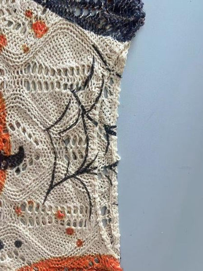 🎃Women's Halloween Pumpkin Print Long Sleeve Knit Top, Spring Summer Fall Wear