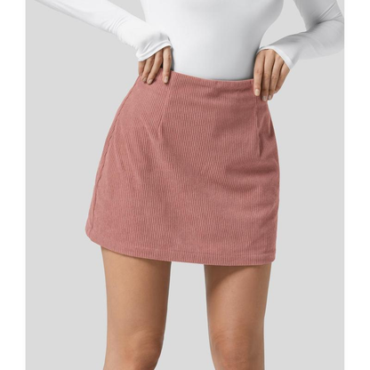 ✨ High-Waisted Corduroy 2-in-1 Mini A-Line Skirt | Invisible Zipper Casual Style