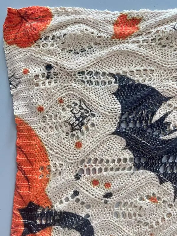 🎃Women's Halloween Pumpkin Print Long Sleeve Knit Top, Spring Summer Fall Wear