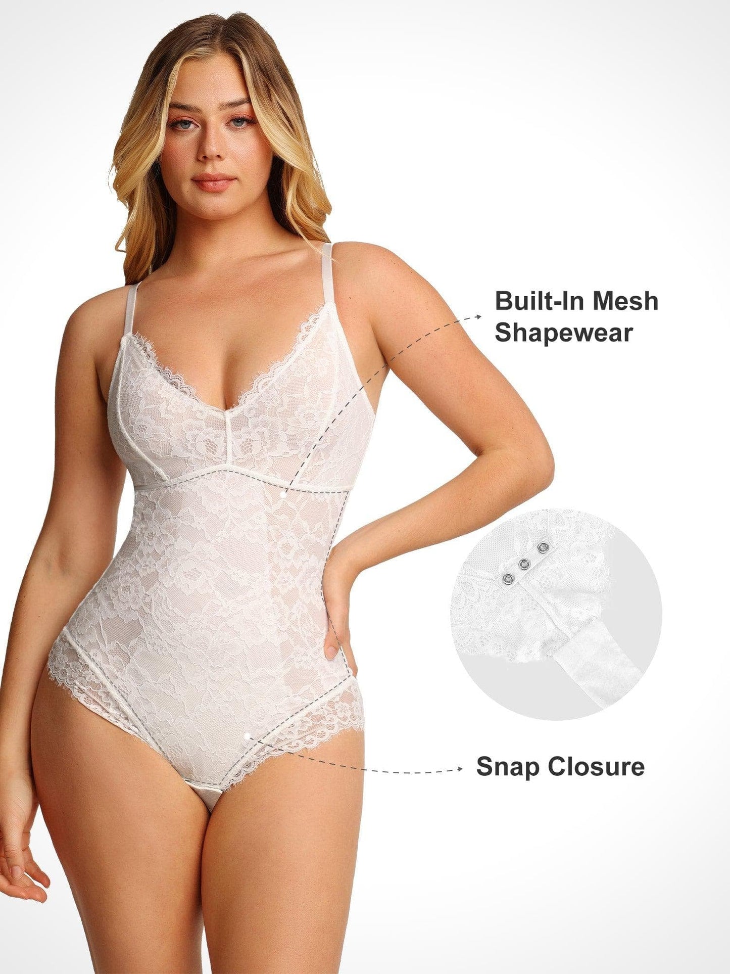 🔥Summer Promotion 49% OFF - V Neck Lace Shapewear Bodysuit🩱