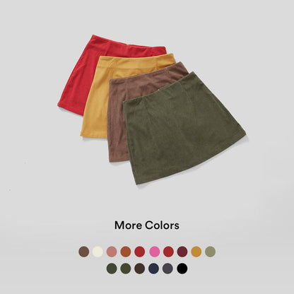 ✨ High-Waisted Corduroy 2-in-1 Mini A-Line Skirt | Invisible Zipper Casual Style