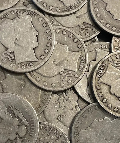 1906-1915 Barber Half Dollar Set (10PCS) VG 90% Silver