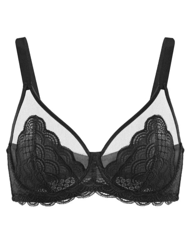 Lace Unlined Minimizer Bra - Classic black&cream
